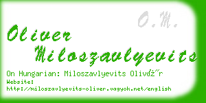 oliver miloszavlyevits business card